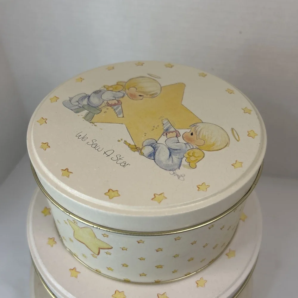 Enesco Precious Moments Nested We Saw A Star Tin Set Read